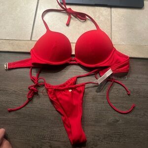 Victoria’s Secret Add 2 Cups Red Brazilian Push-up Bikini Set XS and 32B